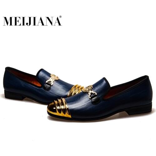 MEIJIANA New Designer Mens Genuine Leather Loafers Men Wedding Fashion Loafers Shoes Luxury Men Party Casual Loafers Shoes