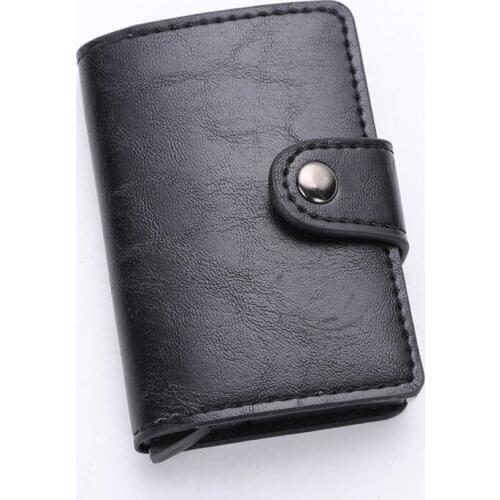 New Anti-magnetic Card Holders for Men Smart Wallets Male PU Leather Purse Vintage Short Mini Money Bag Wallet Men Small Wallet