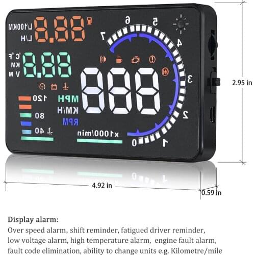 OBD2 HUD Universal Car Head-Up Display Box A8 Overspeed Warning Adapter Euobd Windshield Projector Alarm System