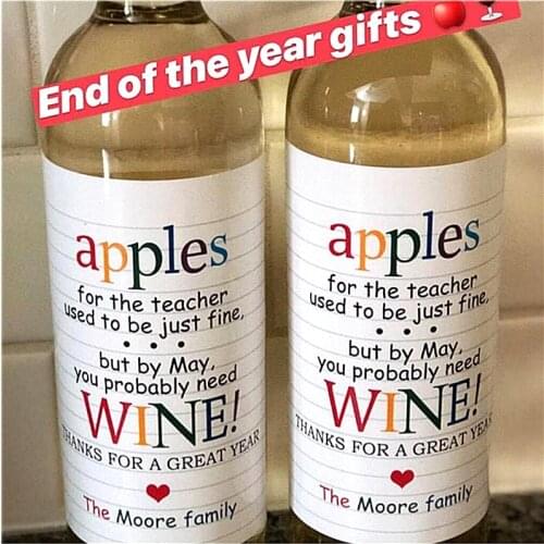 Custom Teacher Appreciation Bottle Label,Personalized Family Wine For Thank Teachers Label Ideas,Teacher End Of Year Gifts