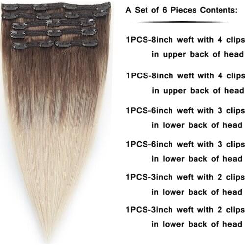 Sindra Machine Made Remy Straight Clip In Human Hair Extensions 100G 120G 100% Human Hair Clips In Hair #8/60 Color