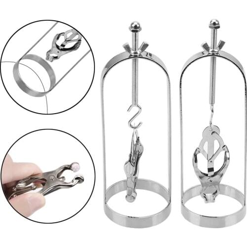 Adjustable Nipple Stimulator 1 Pair Bondage Breast massage Metal Nipple Clips Torture Play Clamps Retention Device