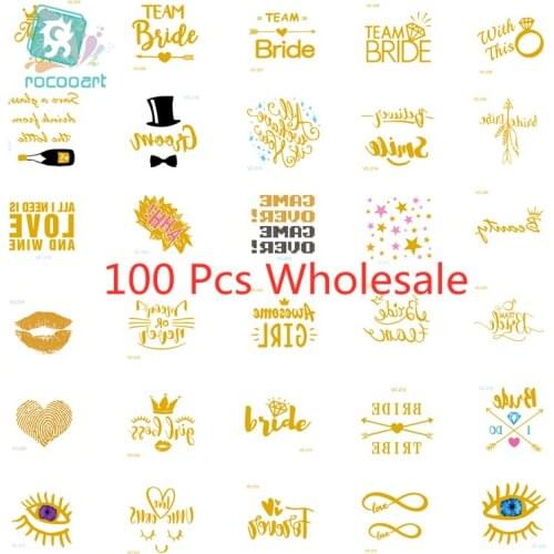 Rocooart 100 pieces New Arrival Small Bachelor Party Flash Tattoo Design For Waterproof Temporary Tatoo Sticker Body Arms Decor
