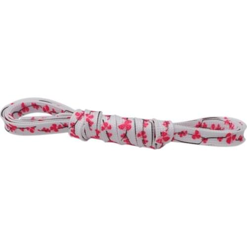 7MM Floral Heat Transfer Printing Shoe Laces Top Accessory Sneaker Women White Red Stamp Pretty Cord Zapatillas Mujer