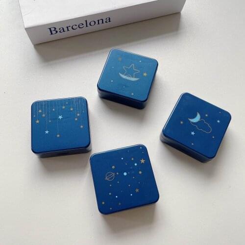 Blue Starry sky Contact Lens Case Box Ins Colored Contacts Lens Container Portable Travel Storage Box Gift For Girl