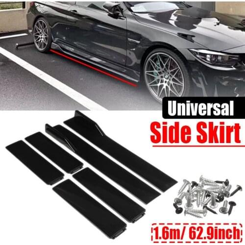 Universal 6Pcs Car Side Skirt Extensions For Honda Audi Lexus Carbon Fiber Bright Black 1.6m/ 62.9inch For BMW For Benz Audi