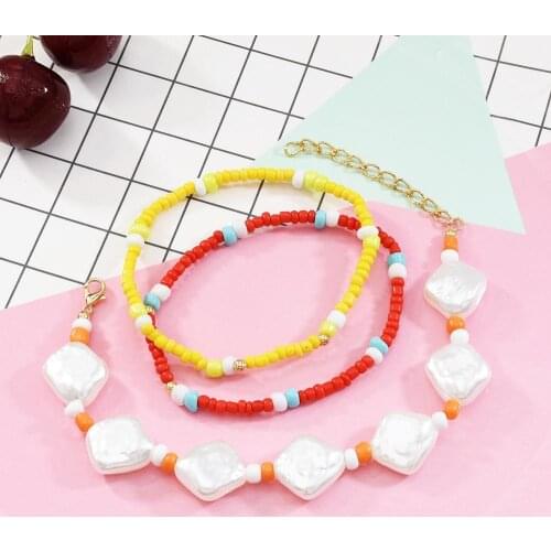 Pearl Bracelets 3 Pieces/set Of Boho Style Beads Adjustable for Ladies Glamour Jewelry