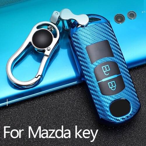 1x Carbon Fiber Style TPU Key Fob Case Cover For Mazda 3 CX3 CX5 CX7 CX9 SPEED3 2 Buttons Smart Key Fob Remote Protect shell