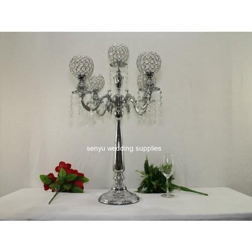 12pcs )Wholesale Wedding Transparent Candelabra Centerpieces For Wedding Table White Centerpiece Crystal Candle Holder 5 Arms