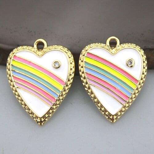 15*20mm 20pcs/lot High quality colorful cz/enamel pendant,new design heart enamel charm, bracelet/necklace component wholesale