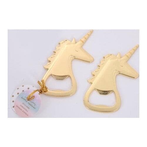 20 Pieces/lot) Animal themed baby shower Party favors of Gold Unicorn bottle Opener for bridal showers and gold Wedding gifts