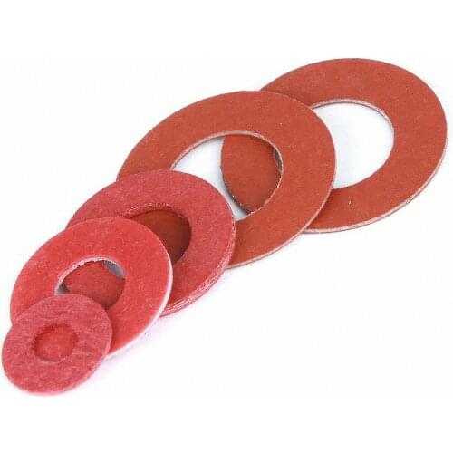 100/200pcs M2 M2.5 M3 M4 M5 M6 M8 Red Steel Flat Pad Insulation Washers Red Paper Meson Gasket Spacer Insulating Spacers