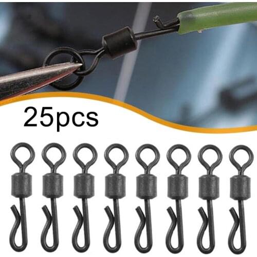 25Pcs 8# Durable Portable Q-shaped Quick Change Swivels Tackles for Carp Fishing