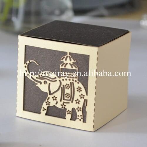 50pcs High quality wedding favors! laser cut elephant wedding candy boxes thai wedding favors