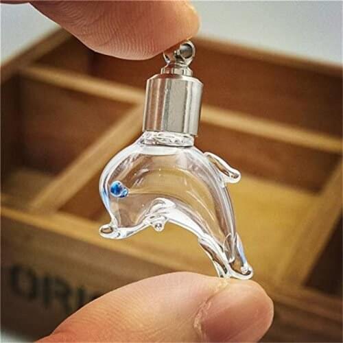 6PCS 6MM Dolphin Vials Name On rice art Glass Vial Pendants necklace pendant jewelry making