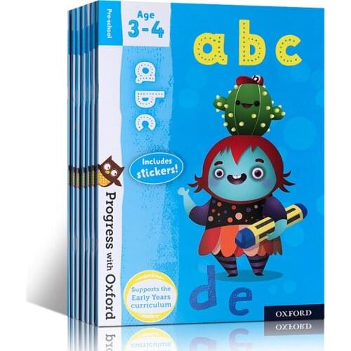 7books/set Oxford Reading Tree Grading Workbook 3-4 Years old Progress With Oxford English and Mathematical Thinking
