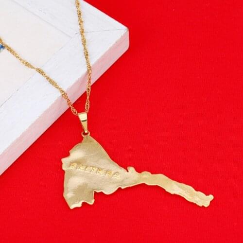 Eritrea Map Pendants Necklaces Chain Women Men Map Of Eritrea 24K Gold Jewelry African Necklace Ethiopia