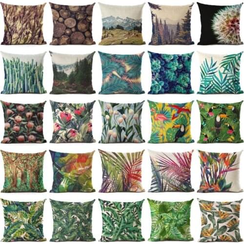 Pillow Case Cushion Case Many Trees & Flowers Home Pattern Cotton Linen Soft Room Gifts Single Sides Printing