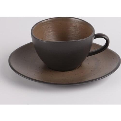 LUWU black ceramic coffee cup with saucers coffee mugs drinkware