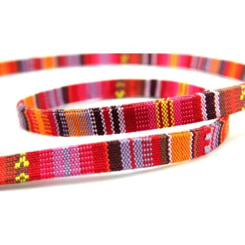 100meters 5mm Colorful Flat Rope Cord Flat Aztec Ethnic Cord, Bohemian Ethnic Rope Cord, Stitched Fabric Ethnic Rope Cord