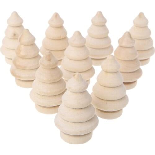 Wooden Peg Dolls Baby Toys 10pcs Wood Unpainted Family Wooden Doll Pine Cone Snowman Dolls Christmas Tree Toy Baby Teether