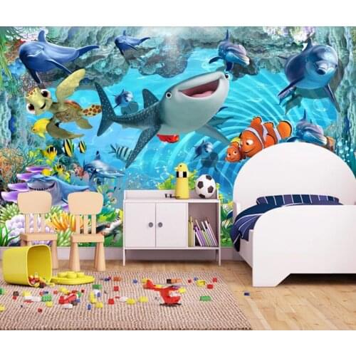 Children Wallpaper 3D Sea World Whale Wall Mura Custom Photo Wall Papers Waterproof Canvas Contact Paper Wedding Decoracion