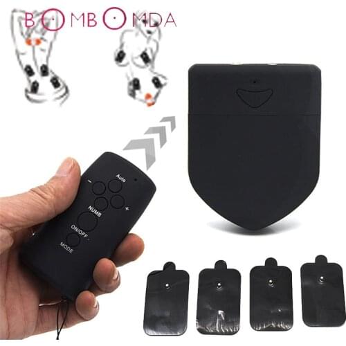 Electro Shock Nipple Massage Vibrator Wireless Remote Control Dual Hole Output Host Electric Sex Toys For Women Men Masturbator