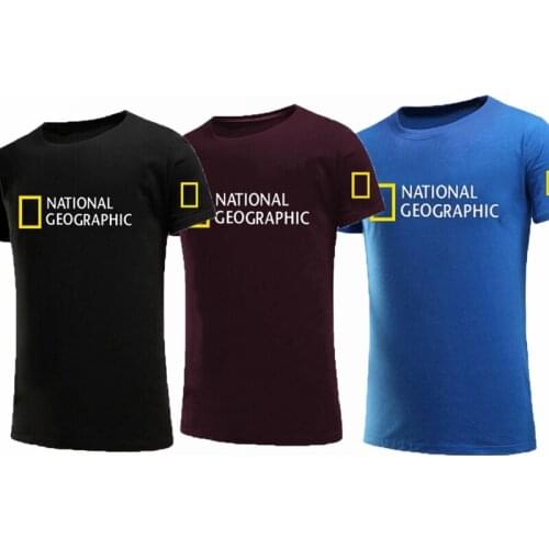 NATIONAL GEOGRAPHIC Official Big Logo Half T Shirts Shot Sleeves Men Apparel
