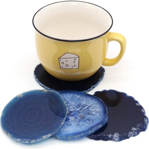 Natural Stone Spacers Exquisite Blue Agates Slice For Coaster Nail Palette Jewelry Display Utensils Accessory