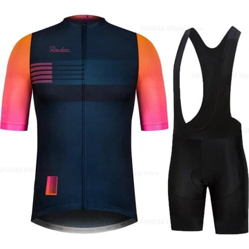 2021 Raudax Team Summer Cycling Jersey Team Cycling Clothing Suit MTB Bib Shorts Set Men Bike Ropa Ciclismo Triathlon
