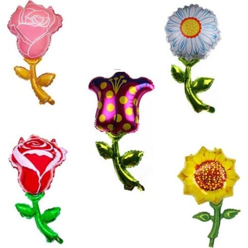 3pcs Flower Shape Foil Balloons Baby Shower Wedding Party Favors Gift Decoration Valentines Day Romantic Rose Flower Balloon