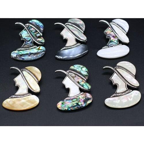 Hot Bohemian Natural Mother of Pearl Abalone Shell Pendant Beauty Brooches for Women Dual Use Charm DIY Making Jewelry Pins Gift