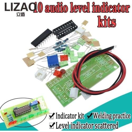 LM3915 DC 9V-12V 10 LED Sound Audio Spectrum Analyzer Level Indicator Kit DIY Electoronics Soldering Practice Set laboratory