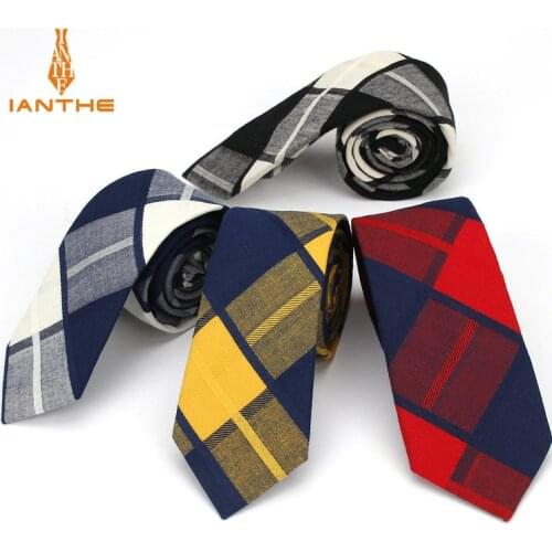 6cm Mens Suits Neck Tie Classic Men Plaid Necktie Formal Business Bowknots Ties Male Cotton Skinny Slim Narrow Ties Cravat