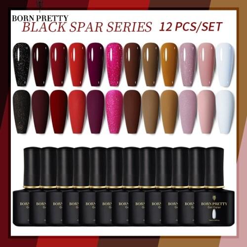 BORN PRETTY Pro 6Bottles Gel Nail Polish Set Pure-Color Nail Gel Colorful Gel Varnish Base Top Coat Soak Off UV Gel Polish