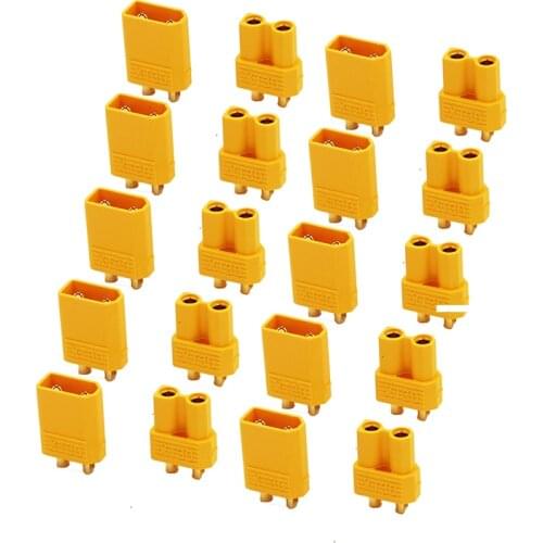 10 Pairs XT30 Yellow Battery Connector Set 4.5mm Male Female Gold Plated Banana Plug