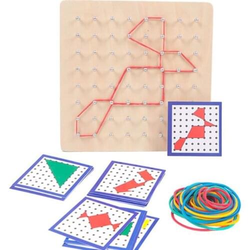 New Math Learning Education Kids Toy Use Rubber Band To Make Different Shape Nail Board Rubber Toe Nail Geoboard With Cards