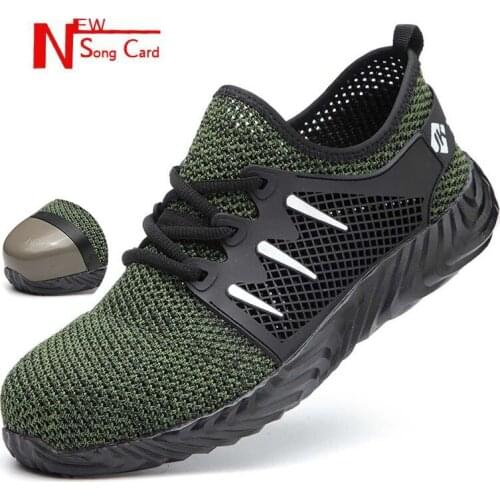 2019 New song breathable mesh safety shoes rubber sole mens sports shoes indestructible steel toe soft anti-piercing work boots