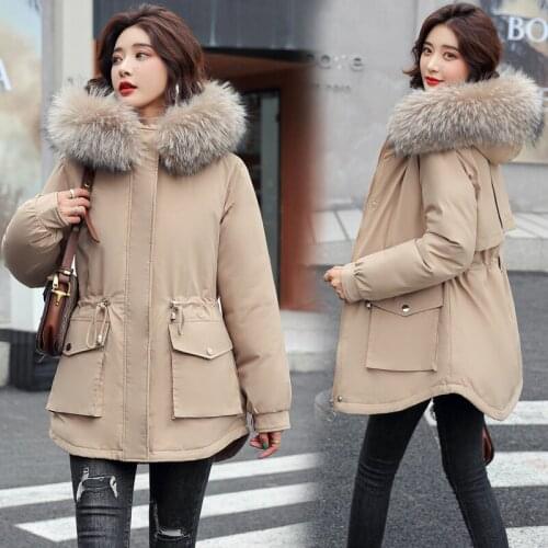 2021 New Fashion Long Winter Coat Women Clothing Wool Liner Hooded Parkas Slim With Fur Collar Warm Winter Jacket Women