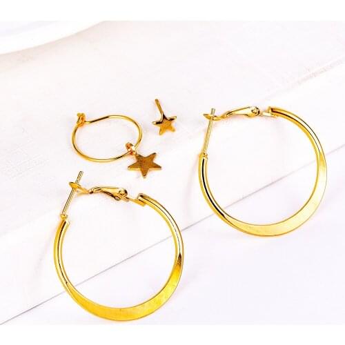New Fashion Crystal Earrings Stars The Moon Earring 3Pcs/Set Popular Joker Round Earrings Female Party Jewelry Gift Wholesale
