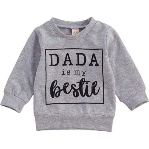 OPPERIAYA Newborn autumn casual round neck comfortable Letter Print Tops Fashion Long Sleeve Sweatshirts for Baby Boys Girls