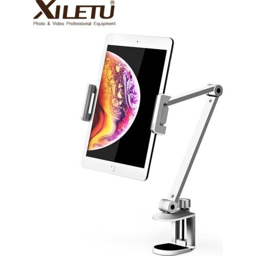 Tablet Stand Rotating Long Arm Mobile Phone Holder Height/Angle Adjustable Aluminium Alloy Tablet Mount for 4-13'' iPhone iPad