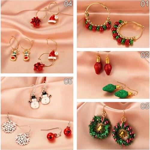 Christmas Ornaments Earrings Xmas Tree Santa Jingle Bells Ear Accessories Christmas Decorations New Year 2020