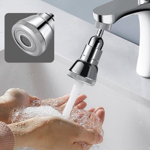 Silver Stainless Steel Copper Faucet Extender Flexible Adjustable Creative 360 Rotating Mode Saving Water Extender for Household
