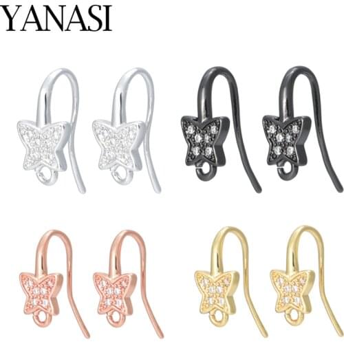 1 Pair Handmade Brass Cubic Zirconia Diy Earrings Accessories Butterfly E arrings Hooks Accessories Diy Jewelry Making Wholesale