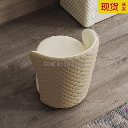 Bedroom dressing stool modern minimalist flannel chair Italian light luxury napa leather chair makeup stool living room small ro
