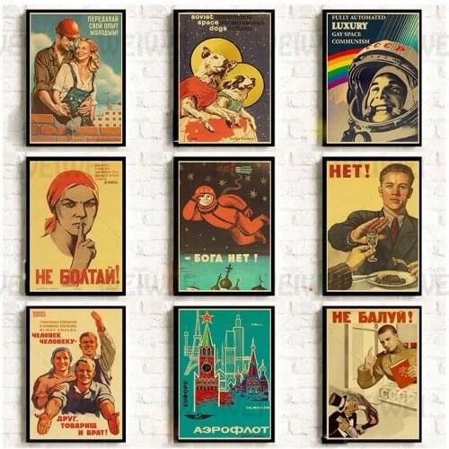 Vintage Stalin Ussr Cccp Poster Good Quality Prints and Posters Wall Art Retro Posters for Home Room Wall Decor Sticker