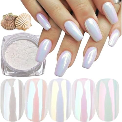 1Box Pearl Chrome Nail Powder Glitter Polishing Pigment Dust Mirror Auroras Glimmer Effect Manicure Decorations LAB01-07