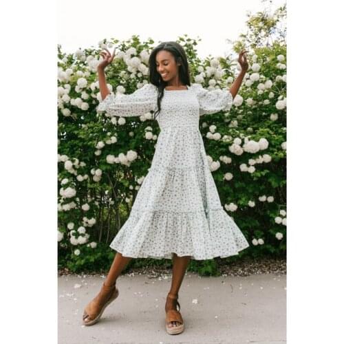 Summer Floral Print Long Dress Women Short Sleeveless Ruffles Pleated Dresses Patchwork Holiday Elegant Party Midi Dress 2021