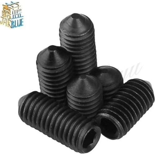 10Pcs DIN914 M8 M10 Grade 12,9 Schwarz Grub Schrauben Kegel Punkt Hexagon Hex Buchse Set Schrauben